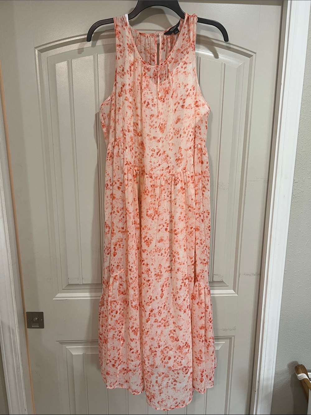 Simply Vera Vera Wang Peach Floral Tiered Sleeveless Maxi Dress